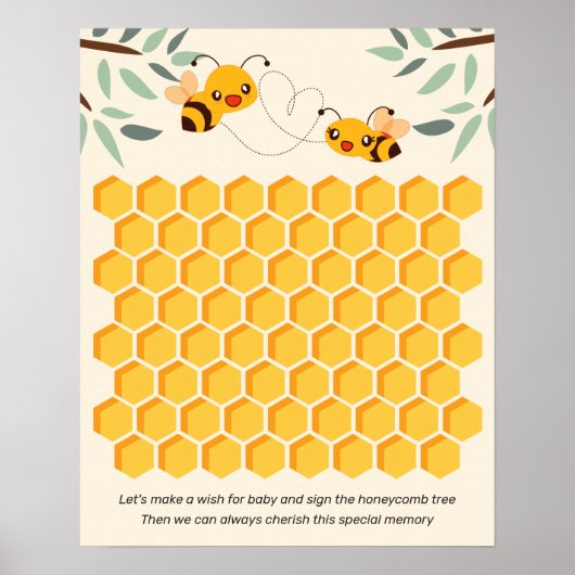Poster Baby shower d'abeilles de miel Livre d'invité Alte (Devant)