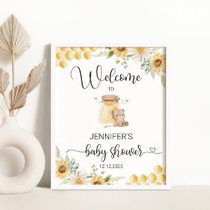 Poster Baby shower d'abeilles de tournesol