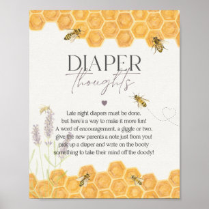 Poster baby shower d'abeilles miel tard dans la nuit