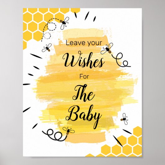 Poster Baby shower d'abeilles voeux pour bébé signe (Devant)