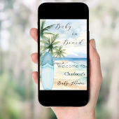 Poster Baby shower d'accueil Baby on Board surboard