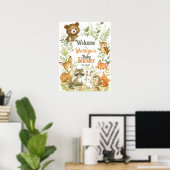 Poster Baby shower d'accueil Bébé Animaux (Bureau à domicile)