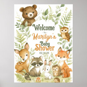 Poster Baby shower d'accueil Bébé Animaux