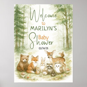 Poster Baby shower d'accueil Bébé Animaux