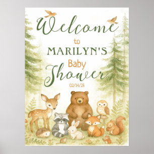 Poster Baby shower d'accueil Bébé Animaux