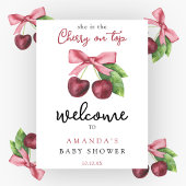 Poster Baby shower d'accueil Cerise bow