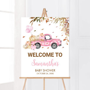 Poster Baby shower d'accueil citrouille Pink Truck