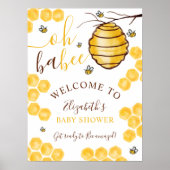 Poster Baby shower d'accueil de la ruche d'abeilles (Devant)