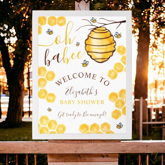 Poster Baby shower d'accueil de la ruche d'abeilles