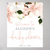 Poster Baby shower d'accueil des lys floraux (Devant)