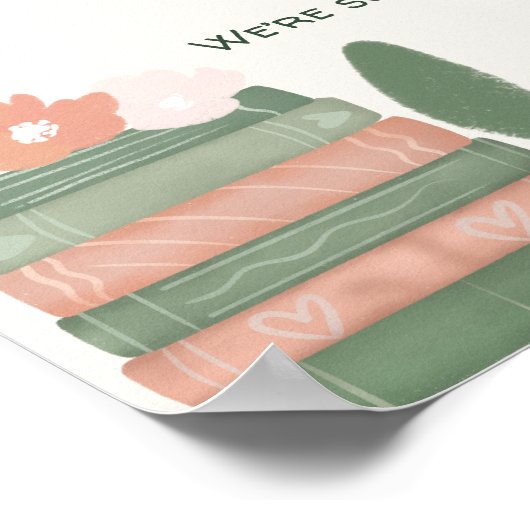 Poster Baby shower d'accueil du nouveau chapitre vert lun (Coin)