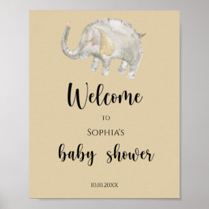 Poster Baby shower d'accueil Elephant Balloon