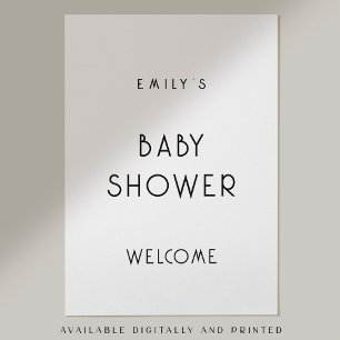 Poster Baby shower d'accueil en noir et blanc en texte si