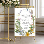 Poster Baby shower d'accueil fleur sauvage aquarelle<br><div class="desc">Vous pouvez configurer un baby shower, mais vous pouvez modifier toutes les informations de l'événement en fonction de votre occasion. Des fleurs sauvages élégants, légers et aérés, à la verdure feuillue, à la libellule, au papillon et à l'abeille, sont associés à une police Art Déco, de style Art Nouveau, associée...</div>