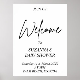 POSTER BABY SHOWER D'ACCUEIL NOIR ET BLANC