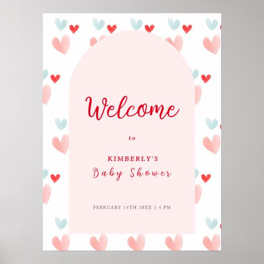 Poster Baby shower d'accueil Pastel Sweetheart Arch (Devant)