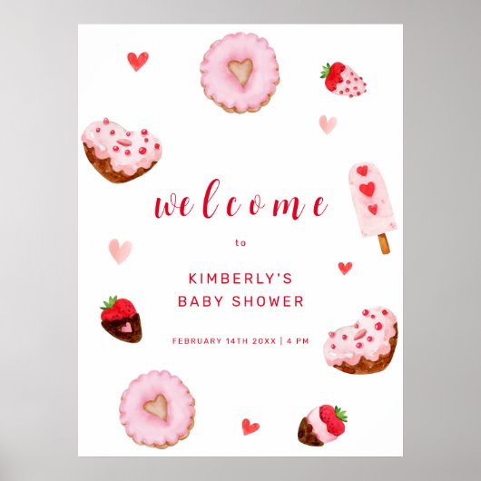 Poster Baby shower d'accueil pour les beignets de petite (Devant)