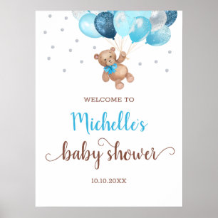 Poster Baby shower d'accueil Teddy Bear Bearly Wait