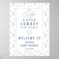 Baby shower d'accueil Toile Blue Cowboy