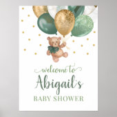 Poster Baby shower d'accueil vert Teddy Bear Sage (Devant)
