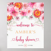 Poster Baby shower d'Affiche de bienvenue agrumes et fleu (Devant)