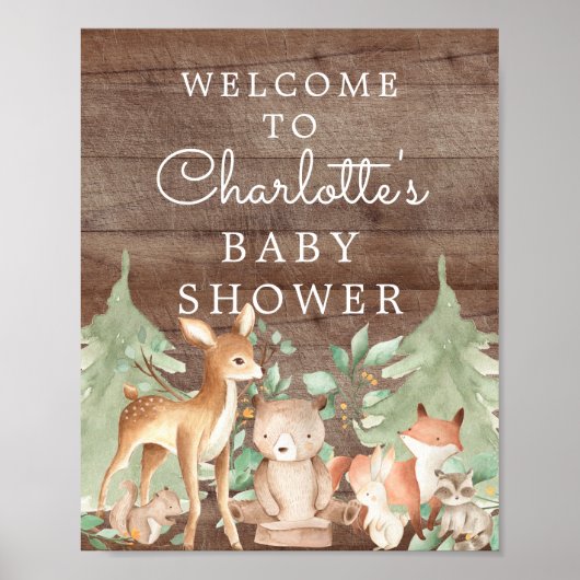 Poster Baby shower d'Affiche de bienvenue des animaux de  (Devant)