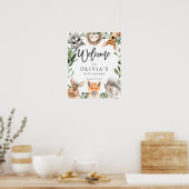 Poster Baby shower d'Affiche de bienvenue des animaux de  (Cuisine)