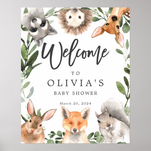 Poster Baby shower d'Affiche de bienvenue des animaux de  (Devant)