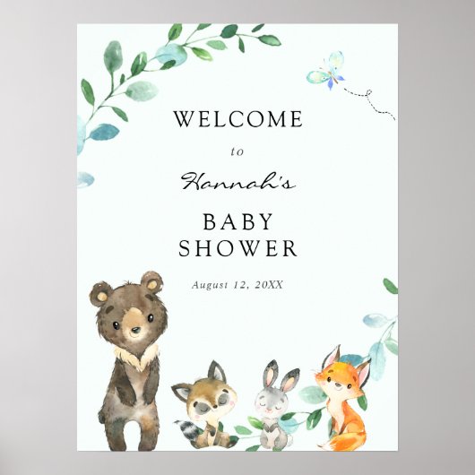 Poster Baby shower d'Affiche de bienvenue des animaux de  (Devant)