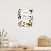 Poster Baby shower d'Affiche de bienvenue des animaux de  (Cuisine)