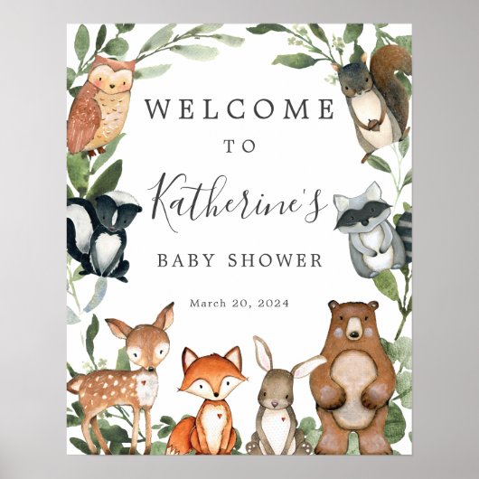 Poster Baby shower d'Affiche de bienvenue des animaux de  (Devant)