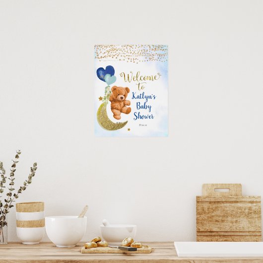 Poster Baby shower d'Affiche de bienvenue d'ours en peluc (Cuisine)