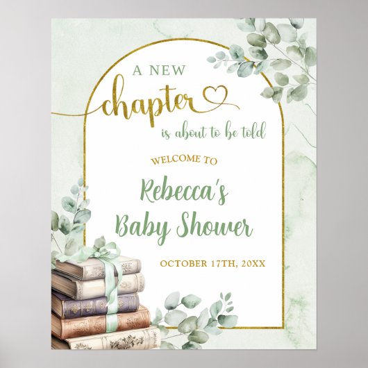 Poster Baby shower d'Affiche de bienvenue du livre d'hist (Devant)