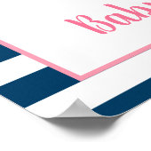 Poster Baby shower d'Ancres nautiques de la Marine rose (Coin)