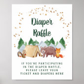 Poster Baby shower d'animaux de bois de feuillage rustiqu (Devant)