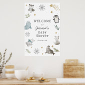 Poster Baby shower d'animaux de l'Arctique hivernal (Cuisine)