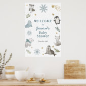 Poster Baby shower d'animaux de l'Arctique hivernal (Cuisine)