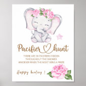 Poster Baby shower d'aquarelle à l'éléphant et aux fleurs (Devant)