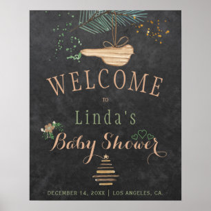 Poster Baby shower d'aquarelle de la nature hivernale