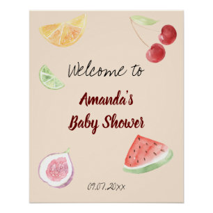 Poster Baby shower d'aquarelle moderne neutre pour les ho