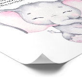 Poster Baby shower d'aquarelle rose éléphant (Coin)