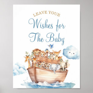 Poster Baby shower d'arche de mignonette Boy Noah's Voeux
