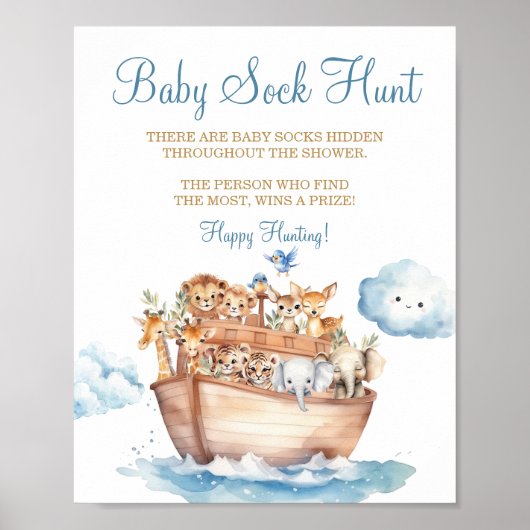 Poster Baby shower d'arche de mignonne Boy Noah Baby Sock (Devant)