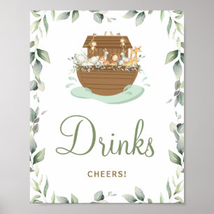 Poster Baby shower d'Arche de Noé verdure Boissons d'anni