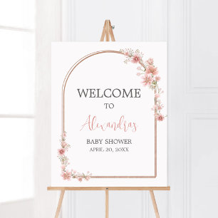 Poster Baby shower d'arche rose pâle