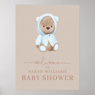 Poster Baby shower d'attente minimaliste bleu foncé
