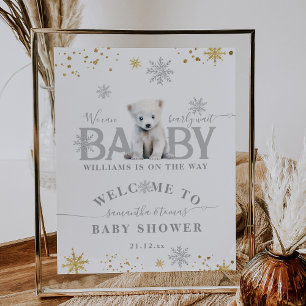 Poster Baby shower d'attente moderne d'hiver Bienvenue