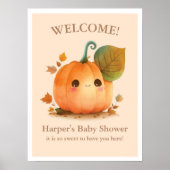 Poster Baby shower d'automne Citrouille doux (Devant)