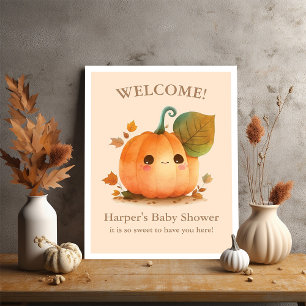 Poster Baby shower d'automne Citrouille doux