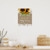 Poster Baby shower d'automne des tournesols et dentelles (Cuisine)